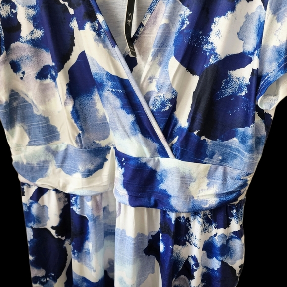 Stylish OUGES Women's V-Neck Pattern Pocket Mid Length Dress Size 2XL - Picture 8 of 13